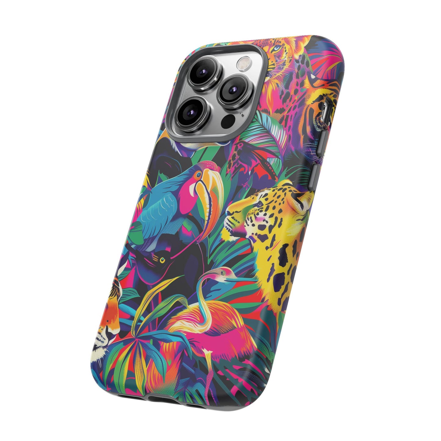 Animal Collage Pattern iPhone 13 14 15 16 Pro Max Plus Case Wireless Charging Compatible Tough Cases Protection, Magnetic Phone Case for iPhone Classic Series