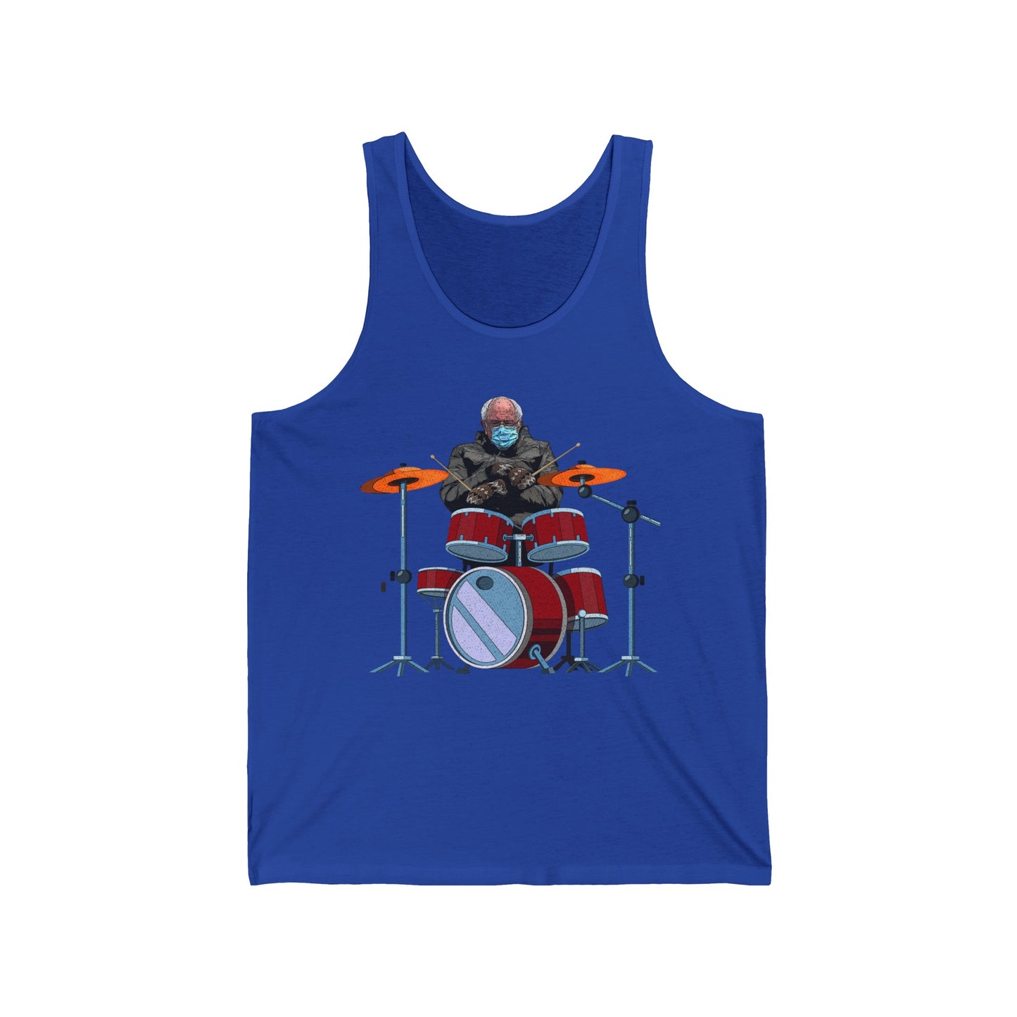 Bernie Sanders Drummer Inauguration Mittens Meme Sitting Drums Tank Tops For Men Women
