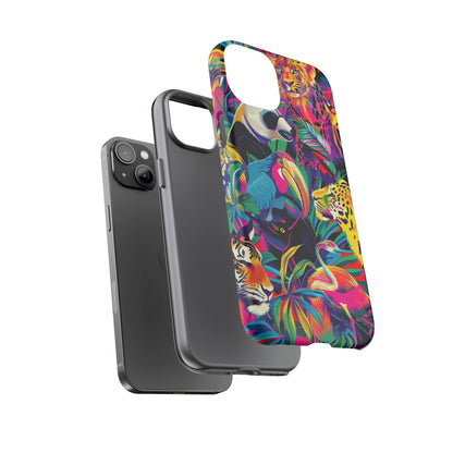 Animal Collage Pattern iPhone 13 14 15 16 Pro Max Plus Case Wireless Charging Compatible Tough Cases Protection, Magnetic Phone Case for iPhone Classic Series