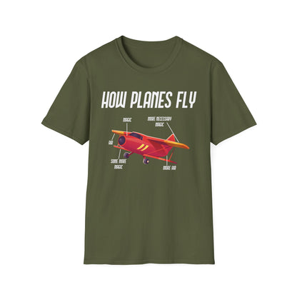 Funny How Planes Fly Airplane Parts Design for Flight Lovers T-Shirt Men Women