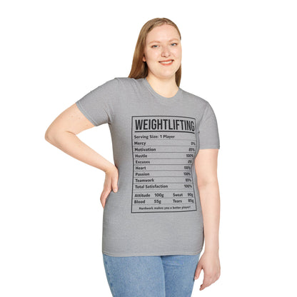 Funny Weightlifting Nutrition Facts Bodybuilding T-Shirt Men Women