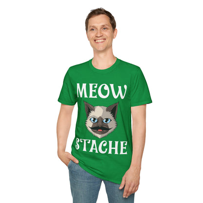 Meowstache Cat Mustache Moustache Beard Bearded Kitten Lovers T-Shirt For Men Women T-Shirt