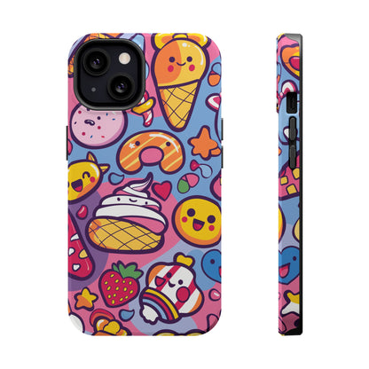 Kawaii Candyland Pattern iPhone 13 14 15 Pro Max Plus Case Compatible with MagSafe Tough Cases Protection, Magnetic Phone Case for iPhone  Classic Series