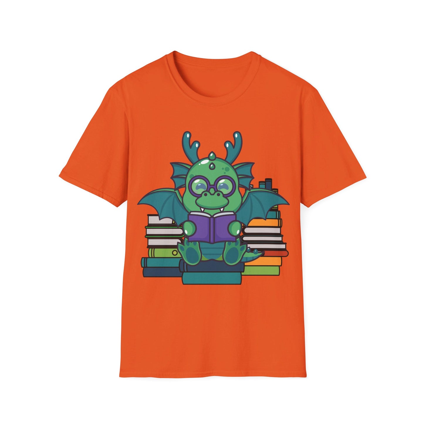 Funny Dragon and Books Nerds Cute Dragon Reading A Book T-Shirt For Men Women T-Shirt