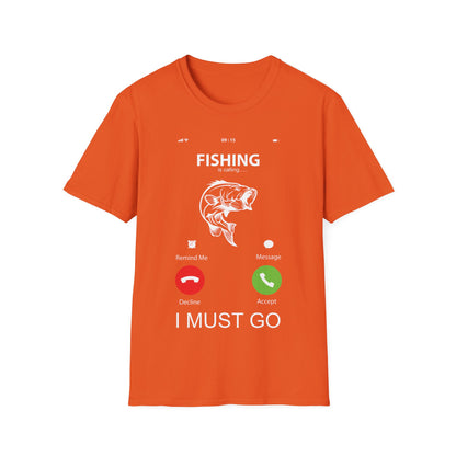 Funny Fishing Is Calling Me T-Shirt Phone Screen Fishing Sailing Rod Tee Top Men