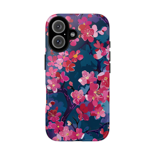 Sakura Blossoms Pattern iPhone 16 Pro Max Plus Case Wireless Charging Compatible Tough Cases Protection, Magnetic Phone Case for iPhone Classic Series