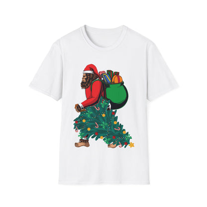 Bigfoot Santa Christmas Tree Lights Gifts Funny Xmas Sasquatch T-Shirt For Men Women T-Shirt