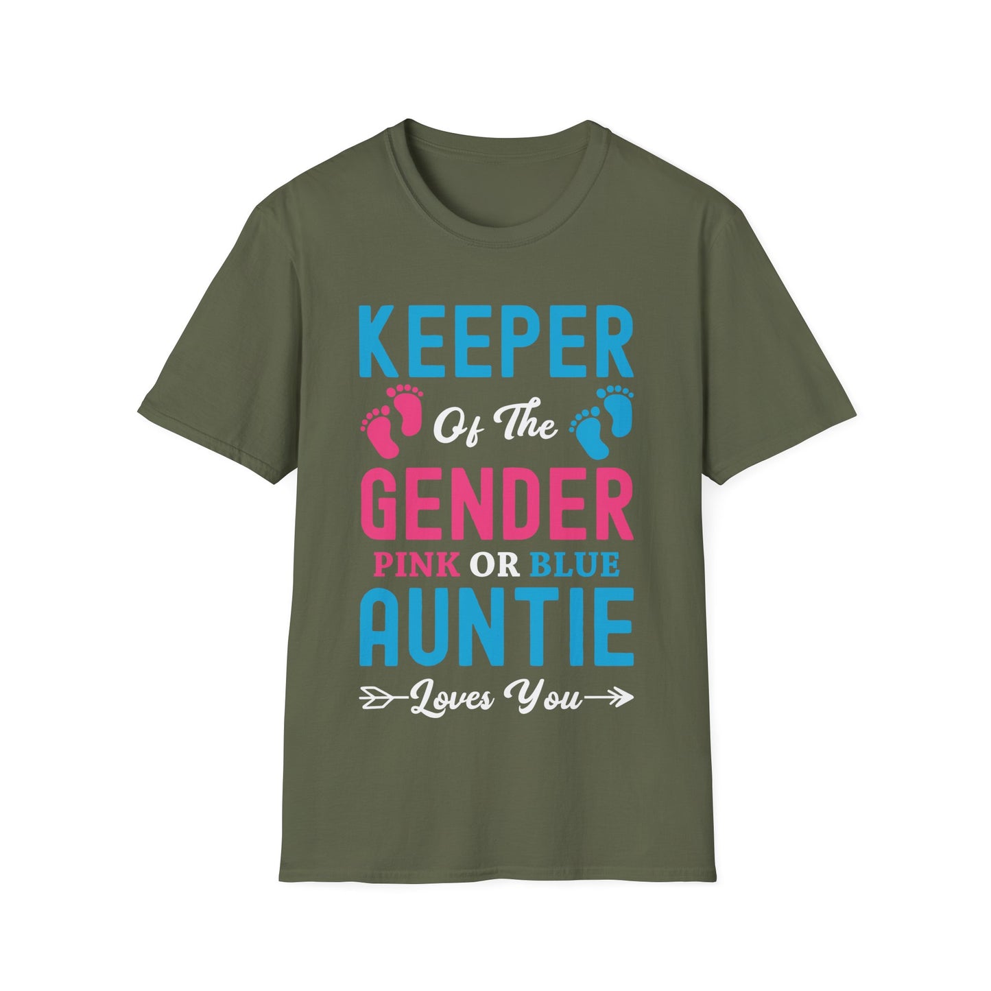 Womens Keeper Of The Gender Pink or Blue Auntie Loves You T-Shirt