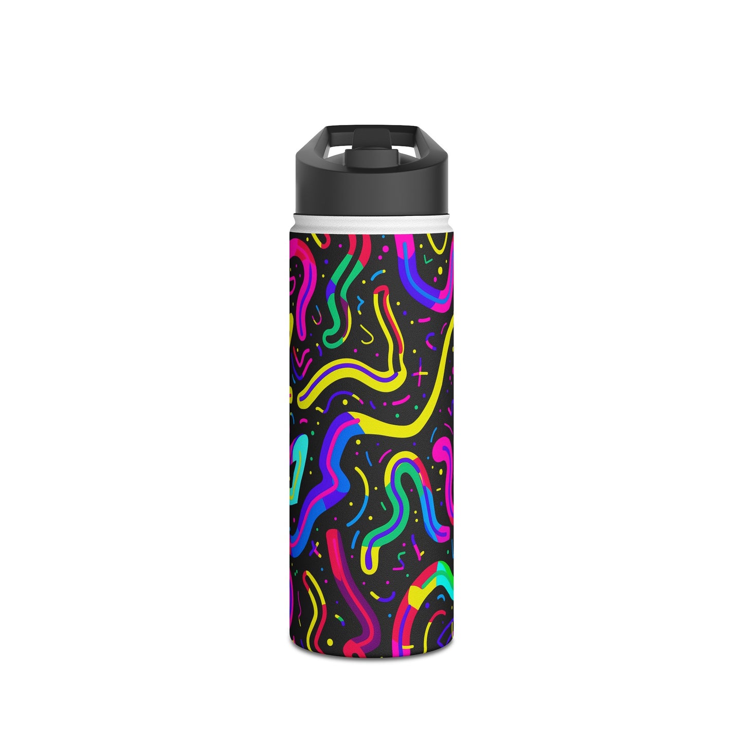 Neon Pattern Stainless Steel Water Bottle with Twist-on Lid and Double-Wall Vacuum Insulation