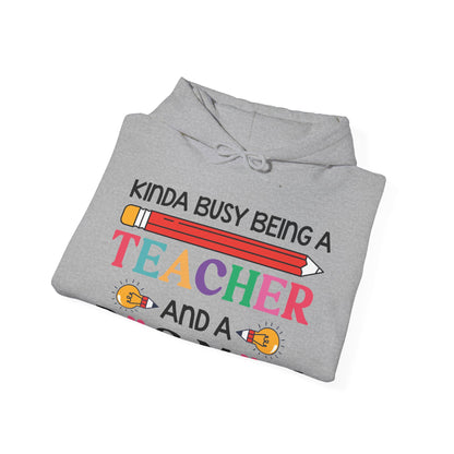 Kinda Busy Being A Teacher And A Dog Mom For Dog Lovers Pet Mothers Day Teachers Hoodie