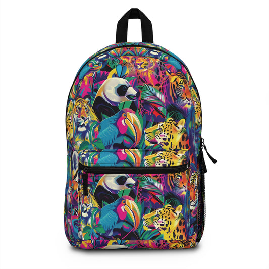 Animal Collage Pattern Backpacks for Men Women Kids School Travel, Capacity School Backpacks