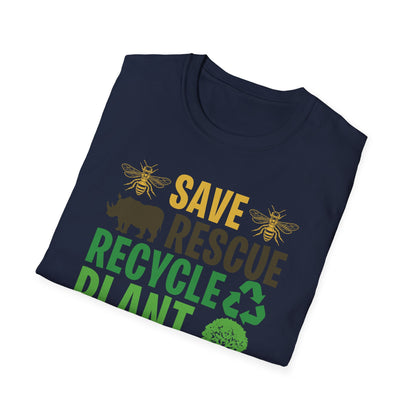 Save Bees Rescue Animals Recycle Plastic Care Earth Day T-Shirt