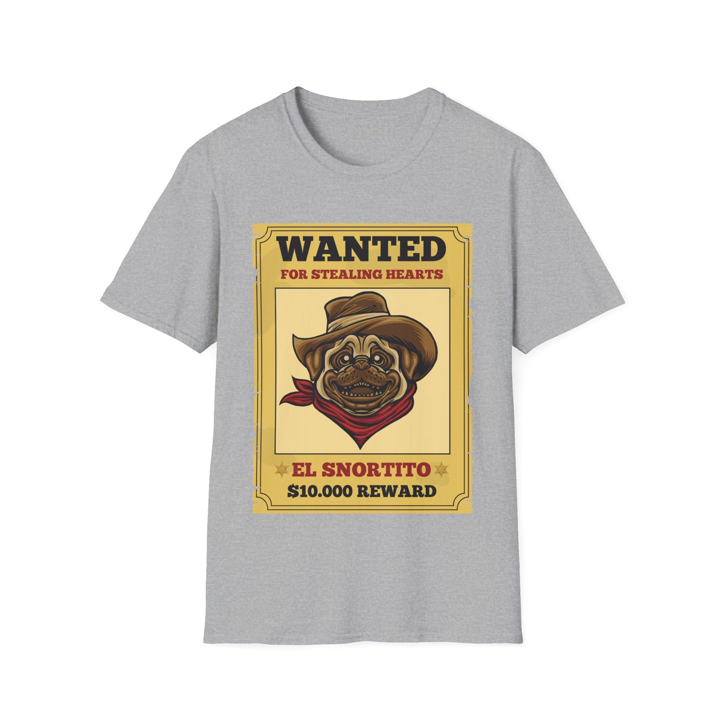 Vintage Pug Wanted Poster Cute Western Cowboy Funny Pug Dog T-Shirt For Men Women T-Shirt