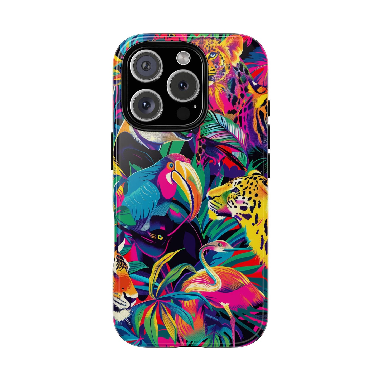 Animal Collage Pattern iPhone 13 14 15 16 Pro Max Plus Case Wireless Charging Compatible Tough Cases Protection, Magnetic Phone Case for iPhone Classic Series