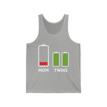 Funny Twin Mother Low Battery Tired Mom Of Twins Tank Tops