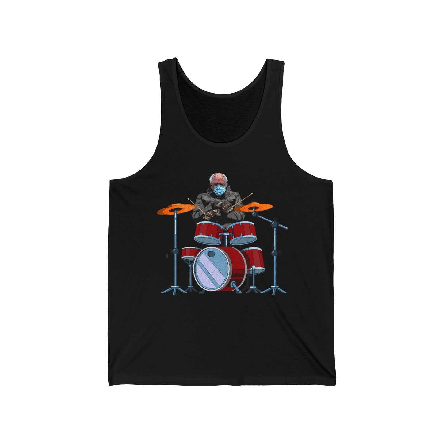 Bernie Sanders Drummer Inauguration Mittens Meme Sitting Drums Tank Tops For Men Women