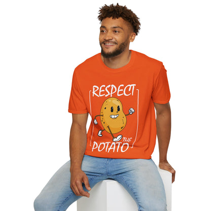 Funny Respect The Potato Gift Men Cute Root Vegetable Lovers Vegan T-Shirt For Men Women T-Shirt