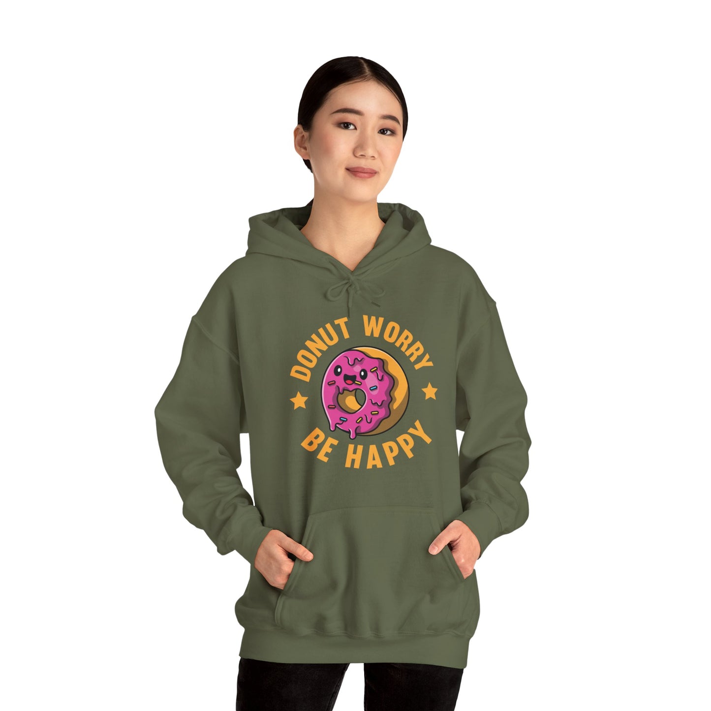 Funny Donut Worry Be Happy Foodie Donut Lovers Hoodie For Men Women Hoodie