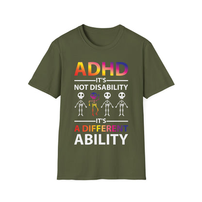 ADHD Its Not Disability Its A Different Ability Skeleton Retro T-Shirt Men Women