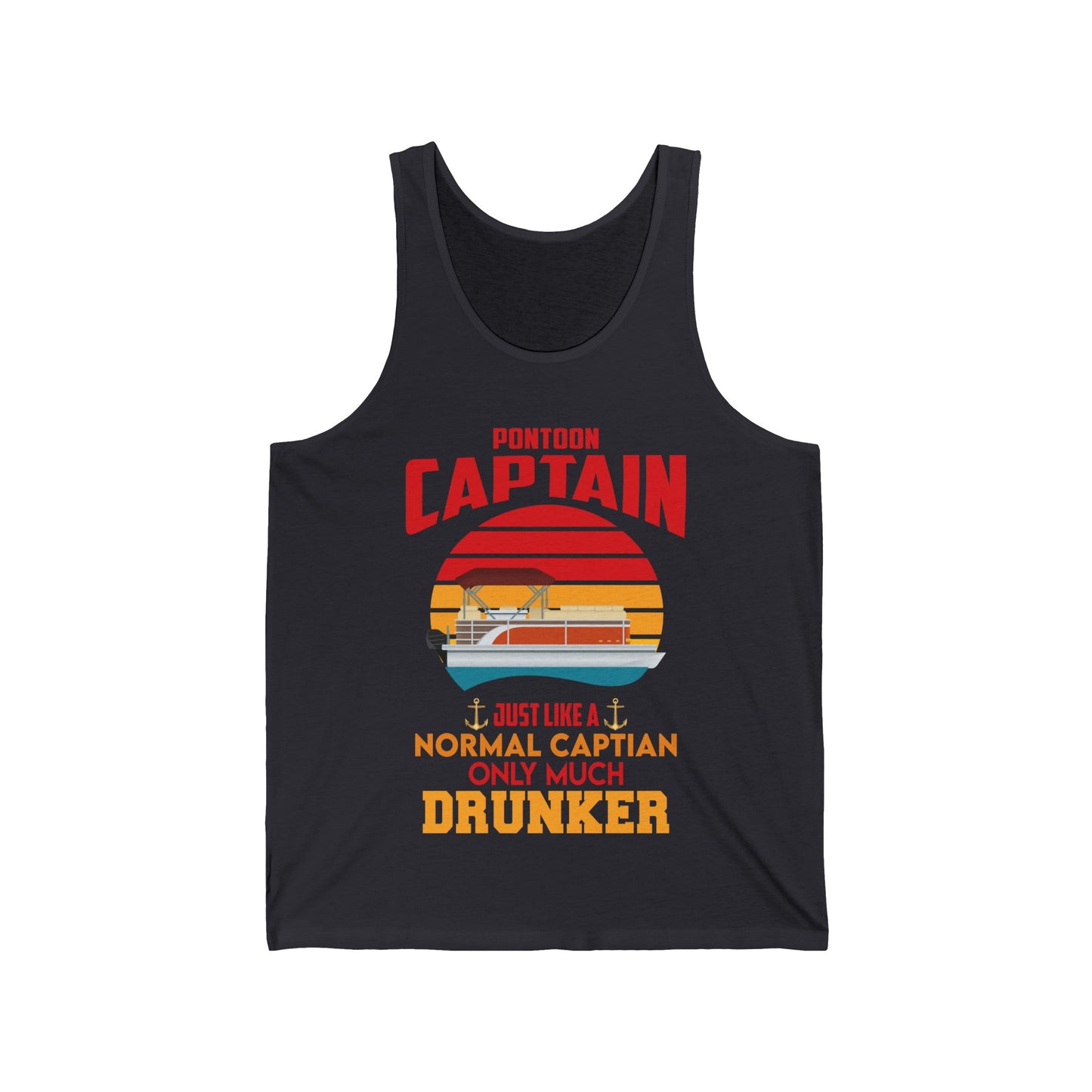 Funny Pontoon Captain Boat Lake Boating Beer Party Gift for Dad Tank Tops For Men Women