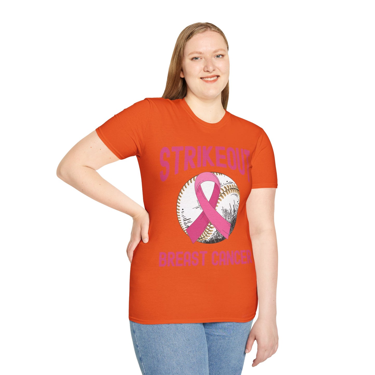 Strike Out Breast Cancer Baseball Fight Awareness T-Shirt Men Women