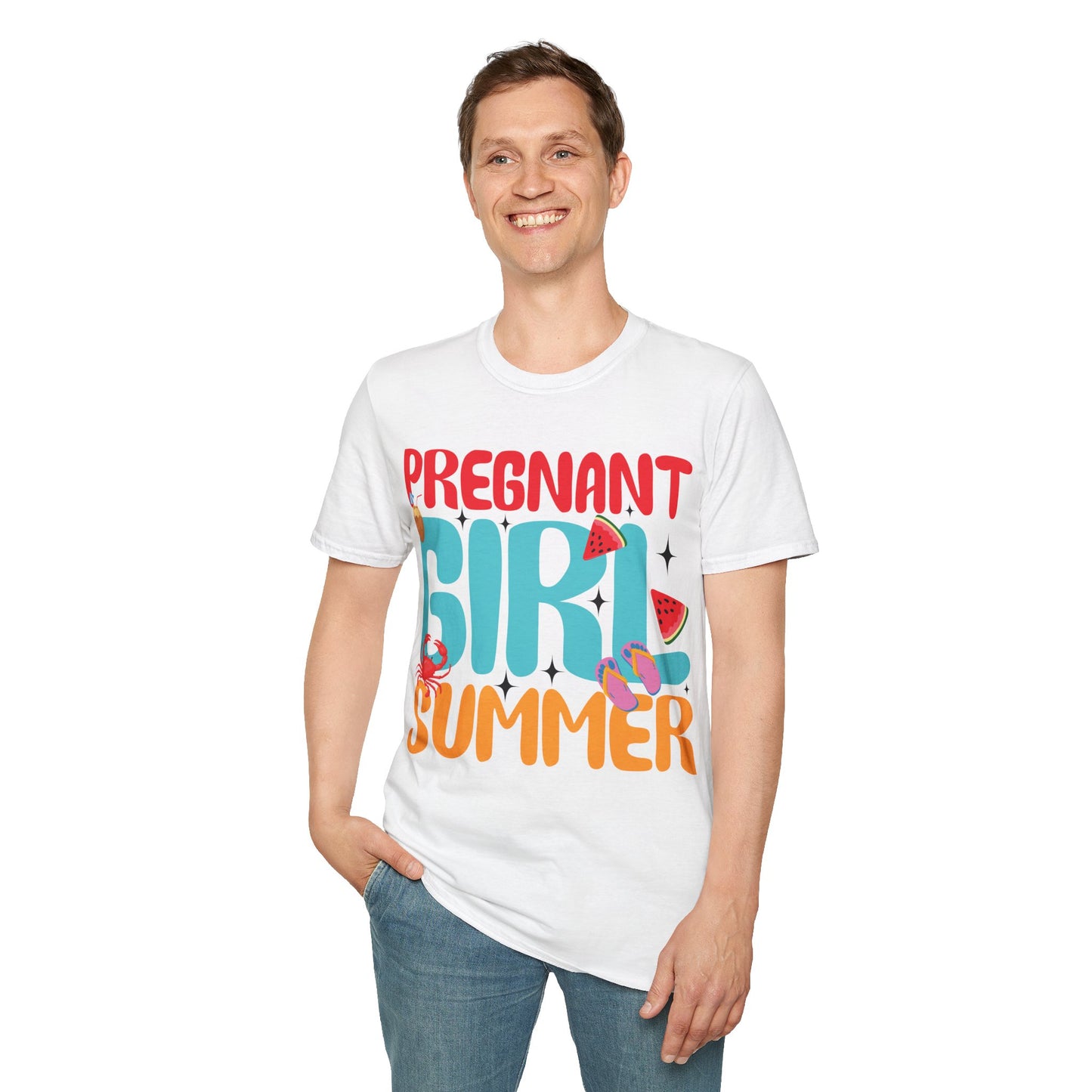 Groovy Pregnancy Reveal Pregnant Girl Summer T-Shirt For Baby Shower T-Shirt