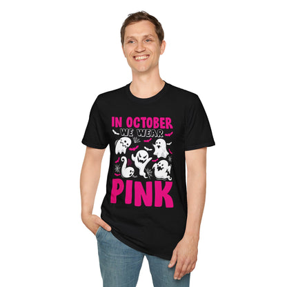 Groovy Wear Pink Breast Cancer Warrior Cute Ghost Halloween T-Shirt