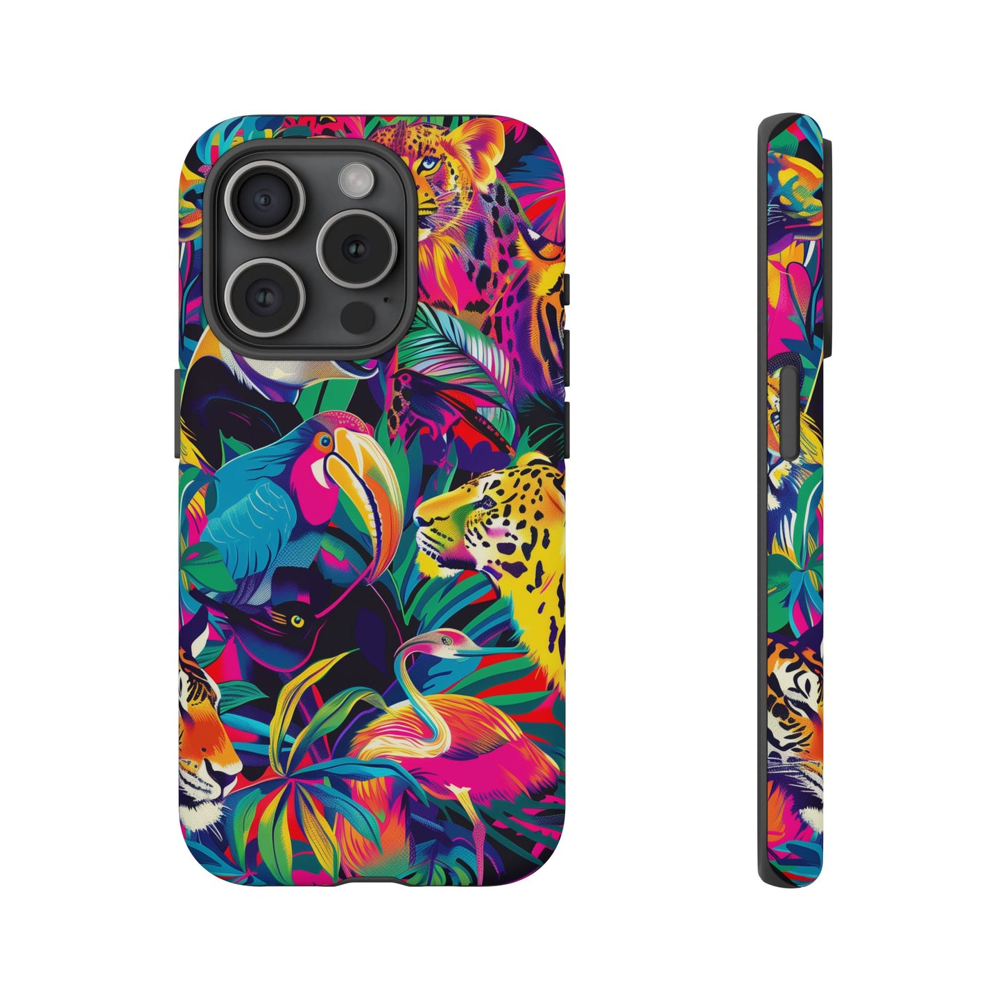 Animal Collage Pattern iPhone 13 14 15 16 Pro Max Plus Case Wireless Charging Compatible Tough Cases Protection, Magnetic Phone Case for iPhone Classic Series