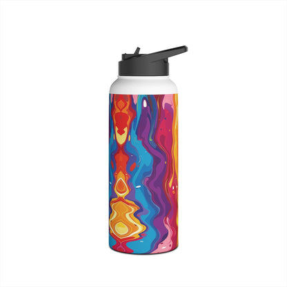 Rainbow Splash Vibrant Pattern Stainless Steel Water Bottle with Twist-on Lid and Double-Wall Vacuum Insulation