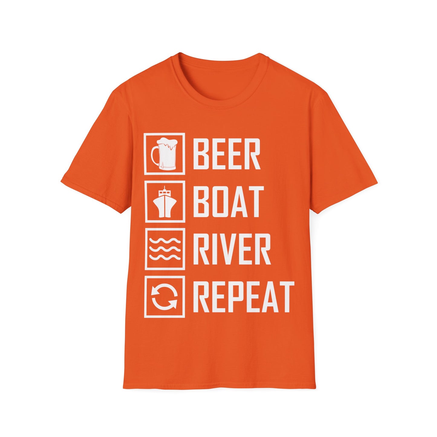 Beer Boat River Repeat Drinking Funny River Life T-Shirt for Men