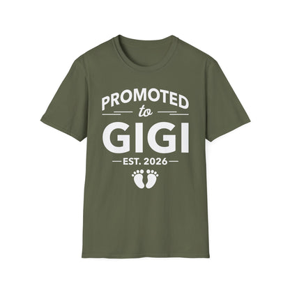 Funny Promoted To Gigi Est 2026 First Time Mothers Day T-Shirt For Women