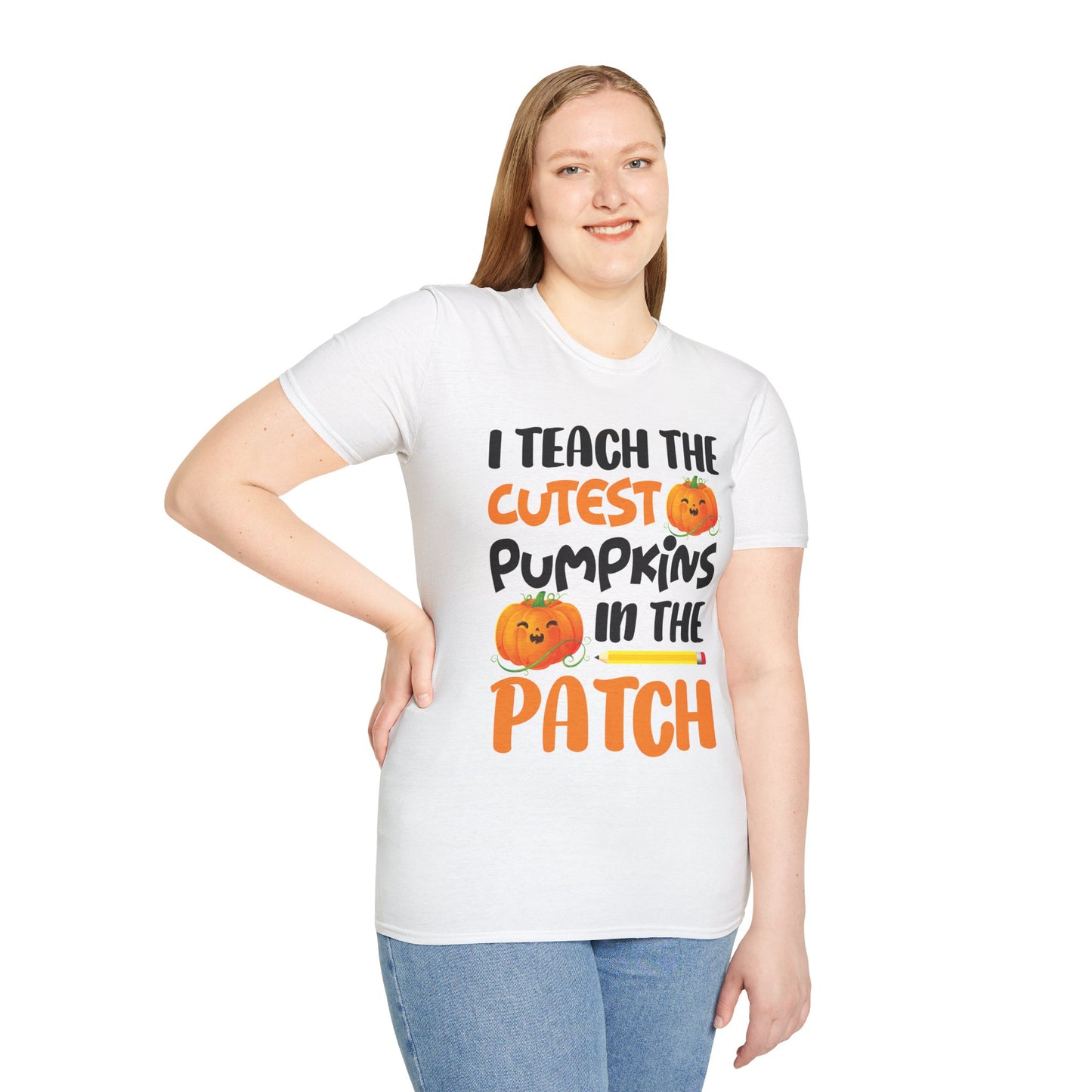 Funny I Teach The Cutest Pumpkins In The Patch Teacher Halloween Pumpkin  T-Shirt For Men Women