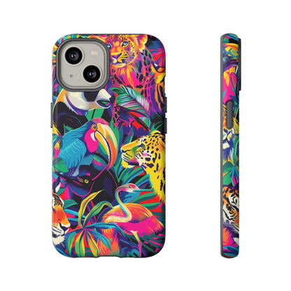Animal Collage Pattern iPhone 13 14 15 16 Pro Max Plus Case Wireless Charging Compatible Tough Cases Protection, Magnetic Phone Case for iPhone Classic Series