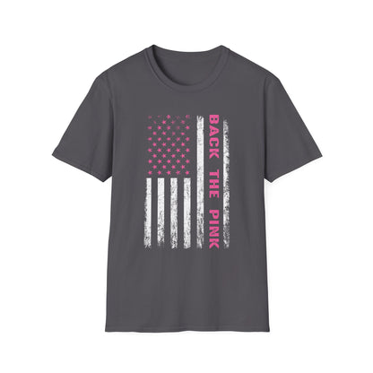 Back The Pink USA Flag Pink Breast Cancer Awareness October Tshirt