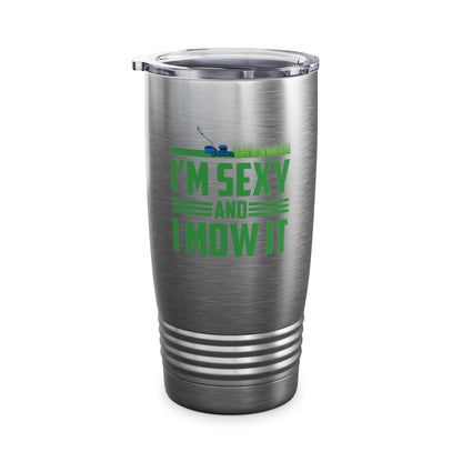 Funny Im Sexy and I Mow It Retro Grass Lawn Mower Tumbler