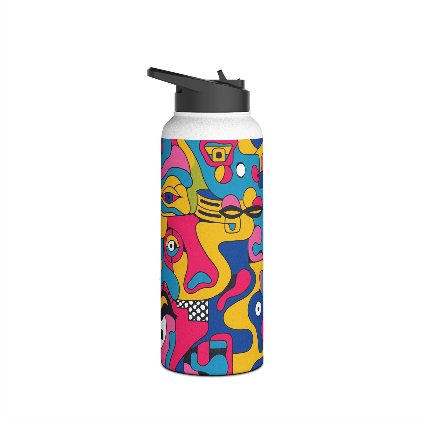 Pop Culture Fun Pattern Stainless Steel Water Bottle with Twist-on Lid and Double-Wall Vacuum Insulation