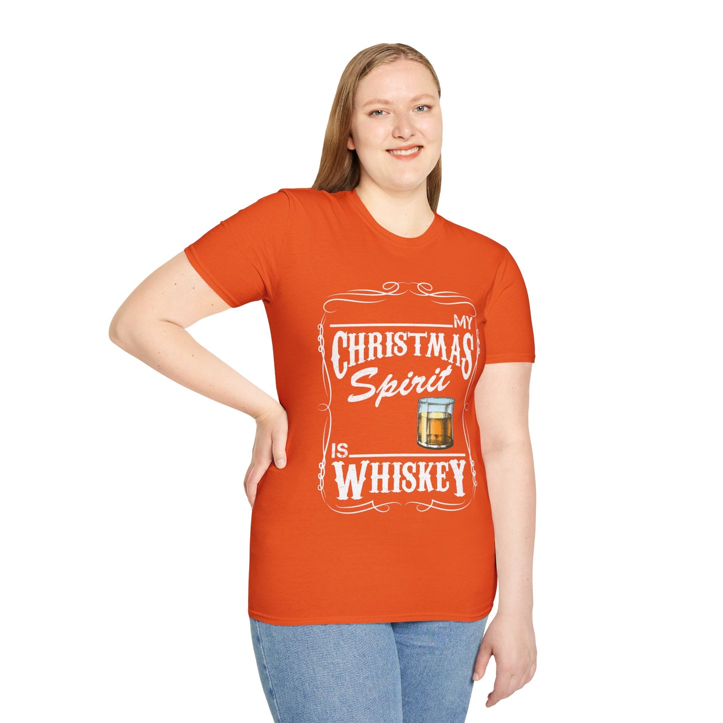 Funny Whiskey Is My Christmas Spirit Xmas Drinking Vintage T-Shirt