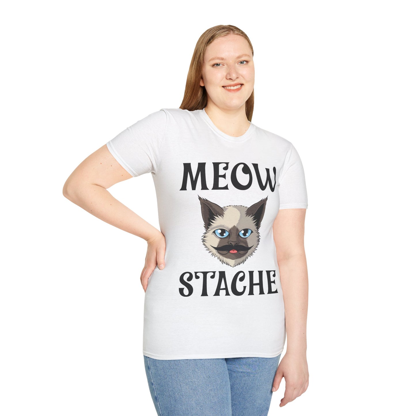 Meowstache Cat Mustache Moustache Beard Bearded Kitten Lovers T-Shirt For Men Women T-Shirt