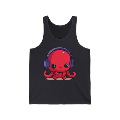 Cute Kawaii Octopus Cartoon Wearing Headphones Music Pop Tank Top For Men Women Tank Top