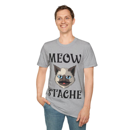 Meowstache Cat Mustache Moustache Beard Bearded Kitten Lovers T-Shirt For Men Women T-Shirt