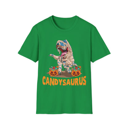 Funny Candysaurus Dinosaur Pumpkin Candy Halloween Zombie T-rex T-Shirt Men Women Kids