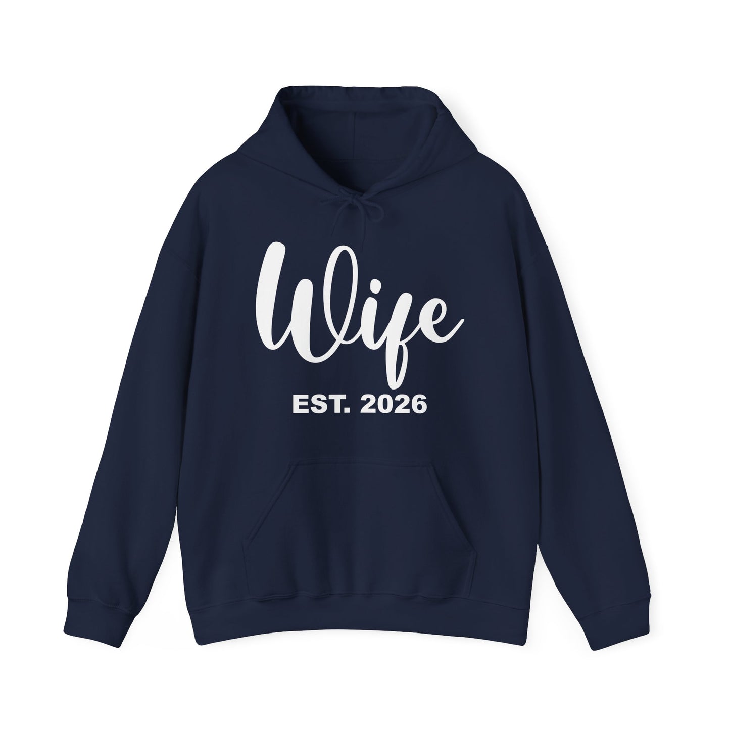 Funny Wife Est 2026 Just Married Bride Honeymoon Couple Wedding Hoodie For Women