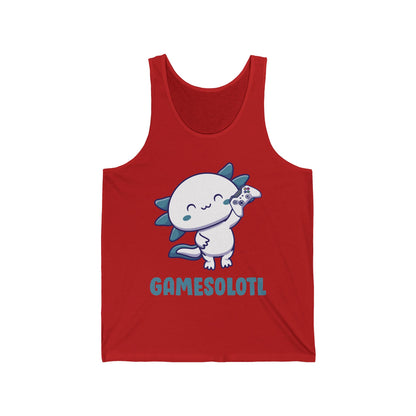 Funny Gamesolotl Gamer Axolotl Fish Playing Video Games Lizard Gaming Tank Top Men Women