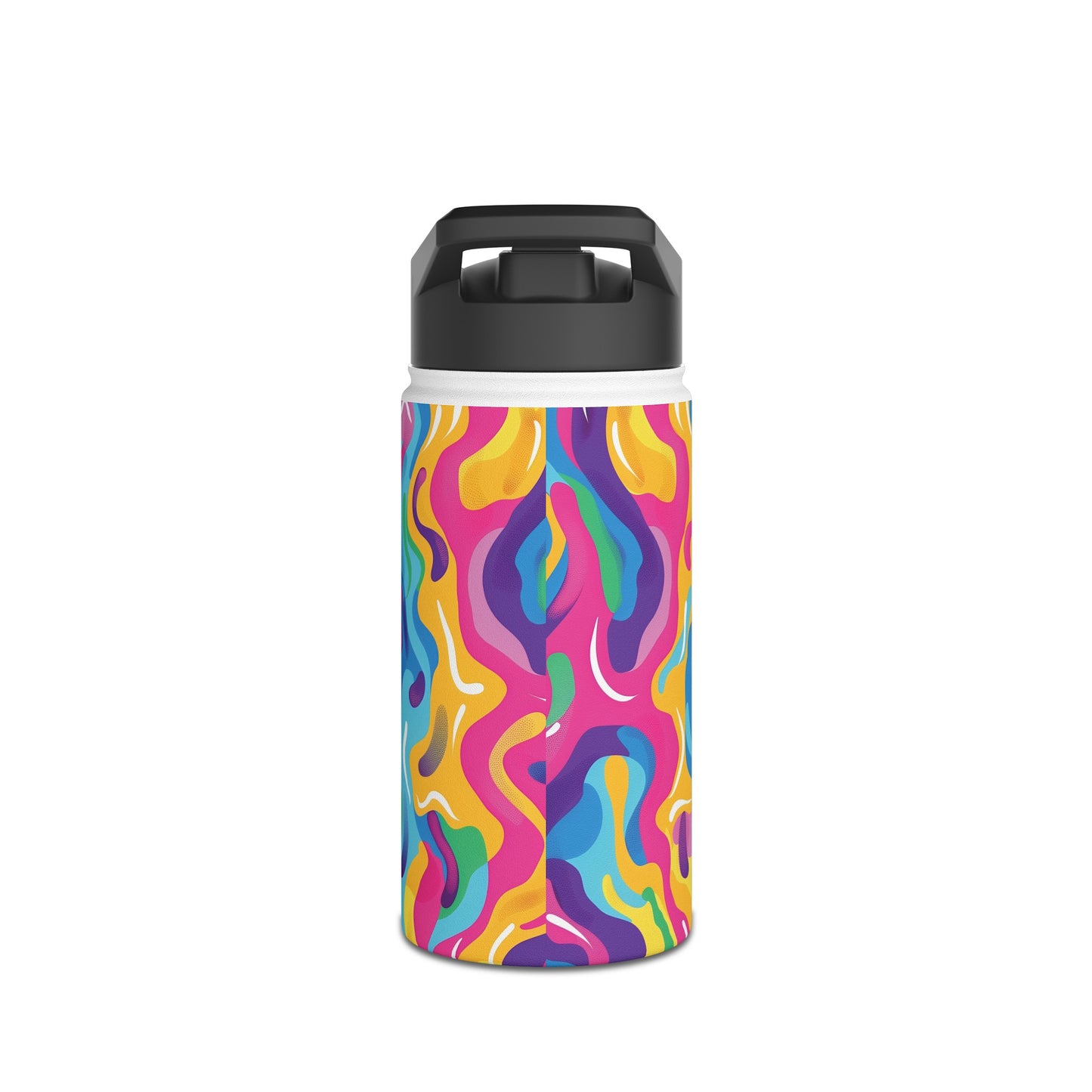 Rainbow Splash Pattern Stainless Steel Water Bottle with Twist-on Lid and Double-Wall Vacuum Insulation