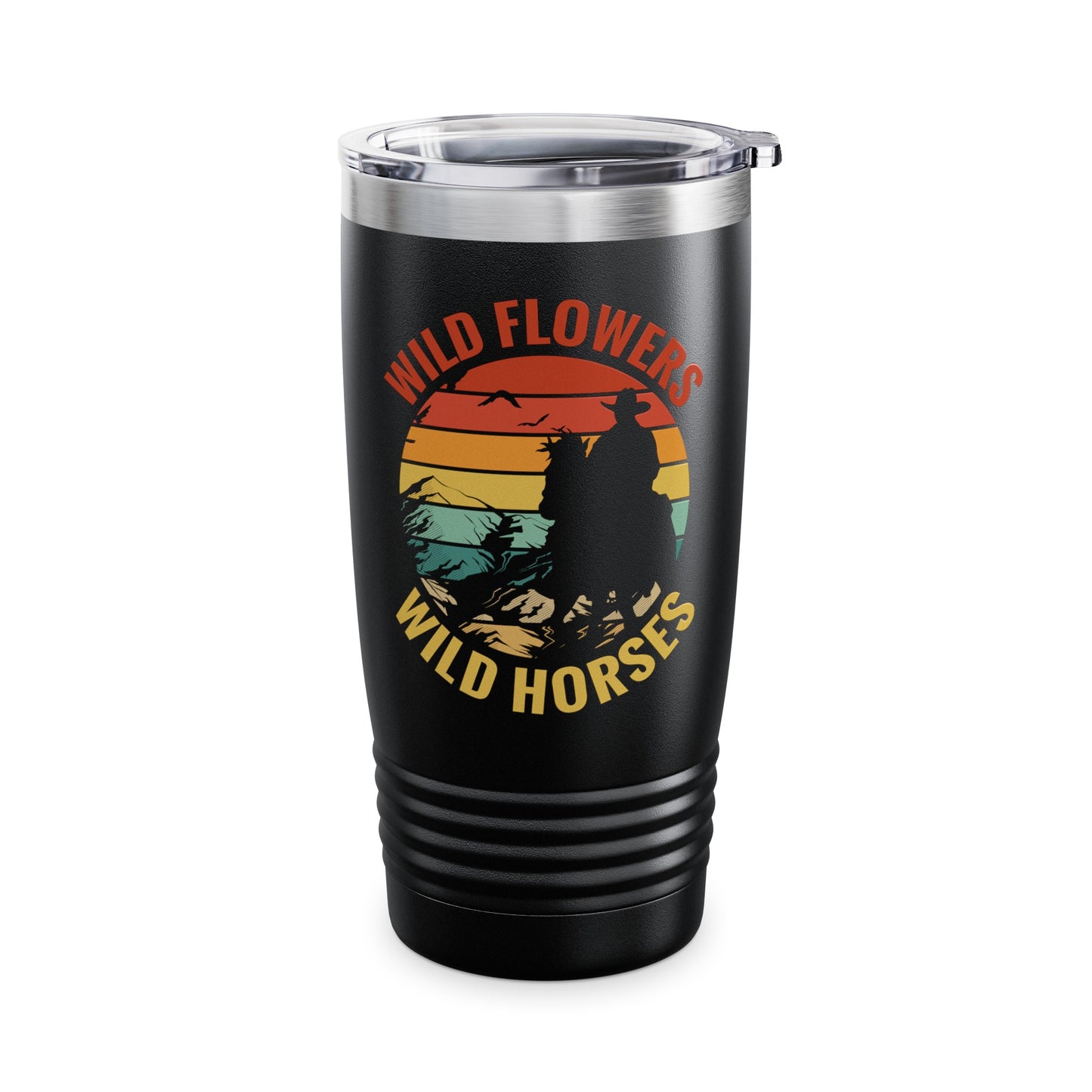 Wild Flowers and Wild Horses Vintage Sunset Country Cowgirl Cowboy Tumbler For Men Women Tumbler