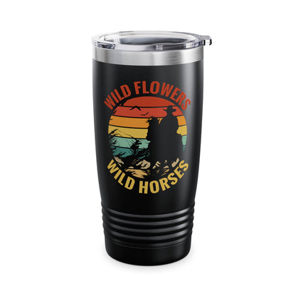 Wild Flowers and Wild Horses Vintage Sunset Country Cowgirl Cowboy Tumbler For Men Women Tumbler