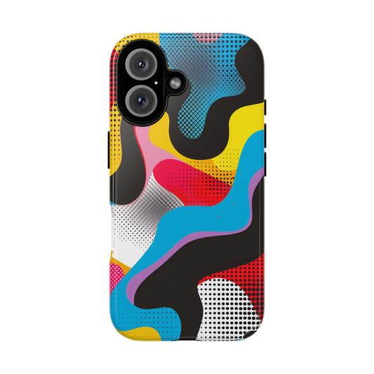 Pop Art Punch Pattern iPhone 13 14 15 16 Pro Max Plus Case Wireless Charging Compatible Tough Cases Protection, Magnetic Phone Case for iPhone Classic Series