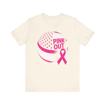Volley Ball Pink Ribbon Breast Cancer Awearness USA Flag T-Shirt For Men Women