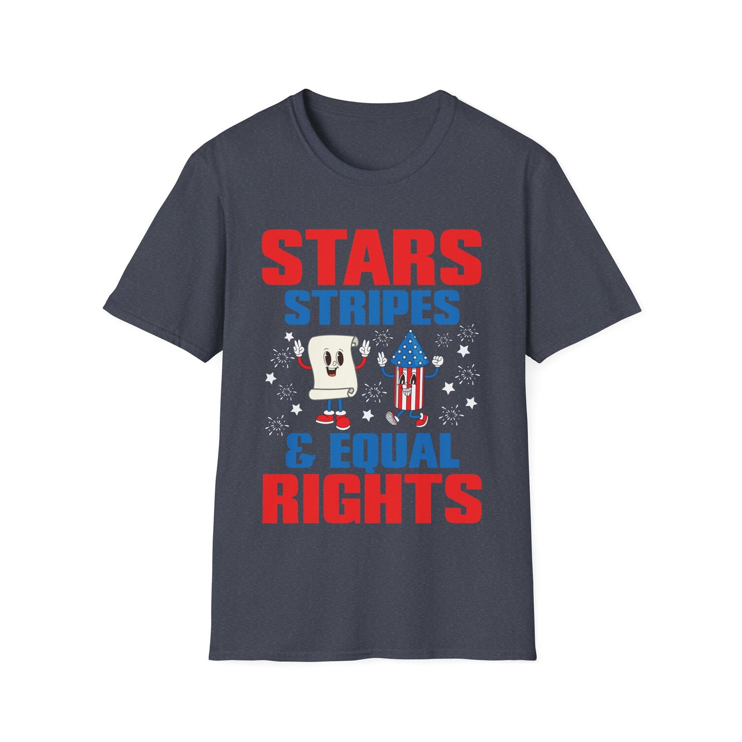 Stars Stripes & Equal Rights 4th Of July Retro Groovy T-Shirt For Men Women T-Shirt