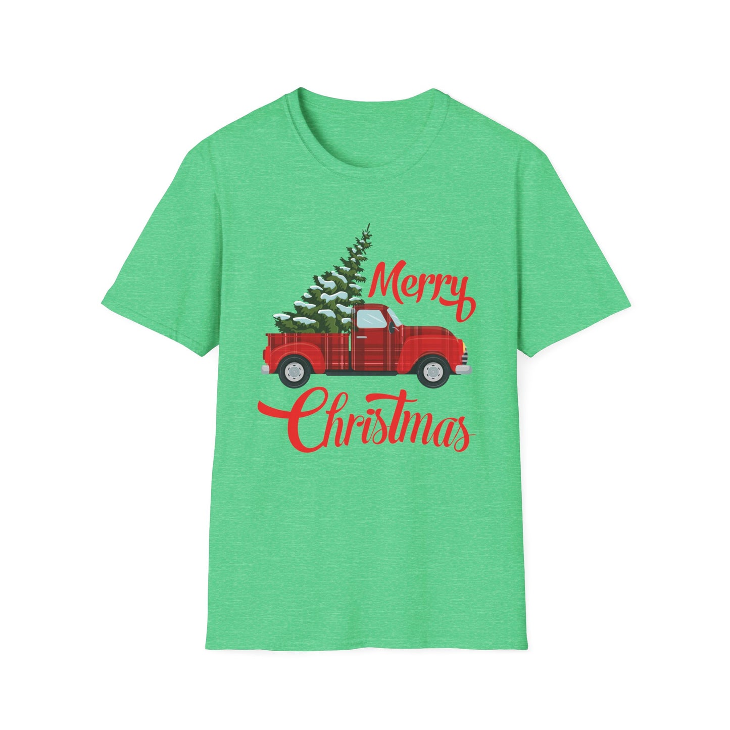 Merry Christmas Buffalo Plaid Red Truck Tree Xmas T-Shirt Men Women